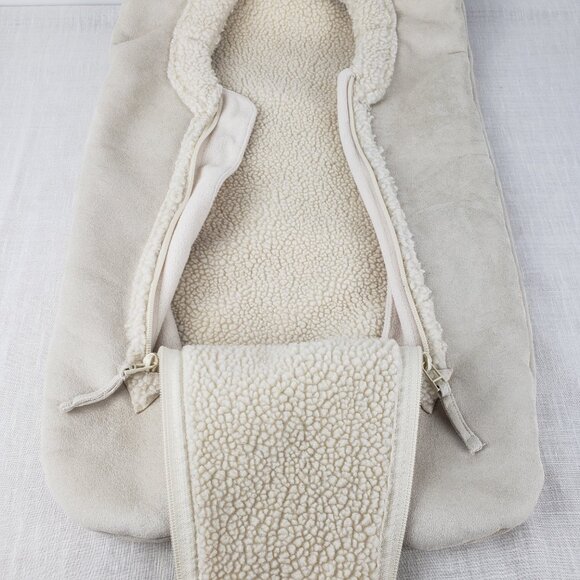 LL Bean Infant Bunting Sack 0-3 Mo Ivory Ultrasuede Sherpa Hi Pile Fleece Lined - Picture 3 of 6